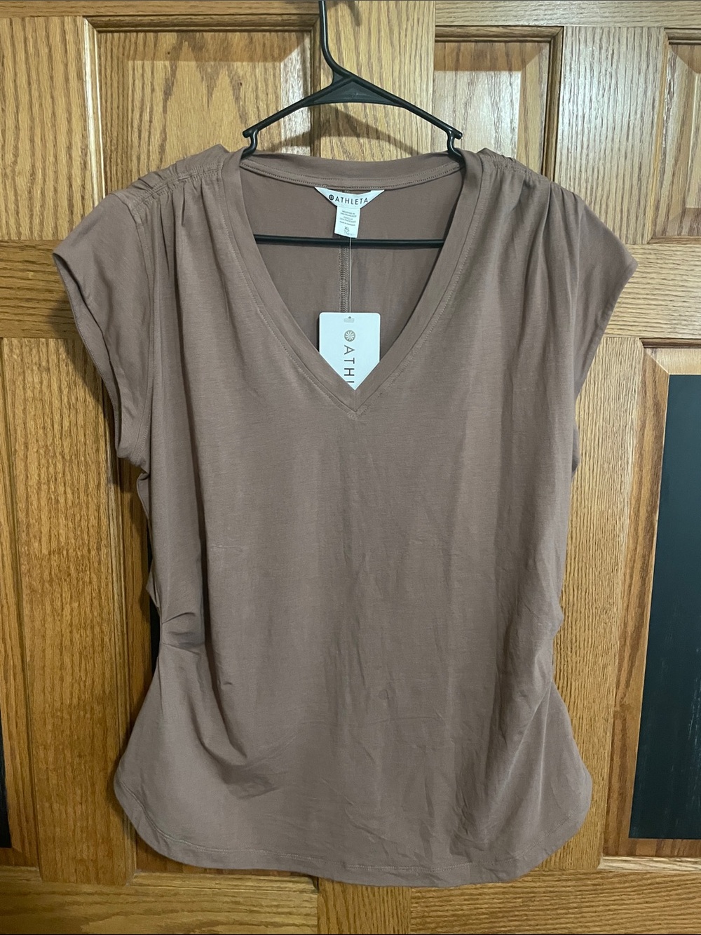 Athleta V-Neck Short Sleeve Tee in Brown - Power Of She